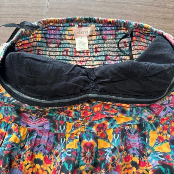 Band Of Gypsies Women’s Medium Kaleidoscope Floral Strapless Mini-Dress Pockets - Picture 6 of 12